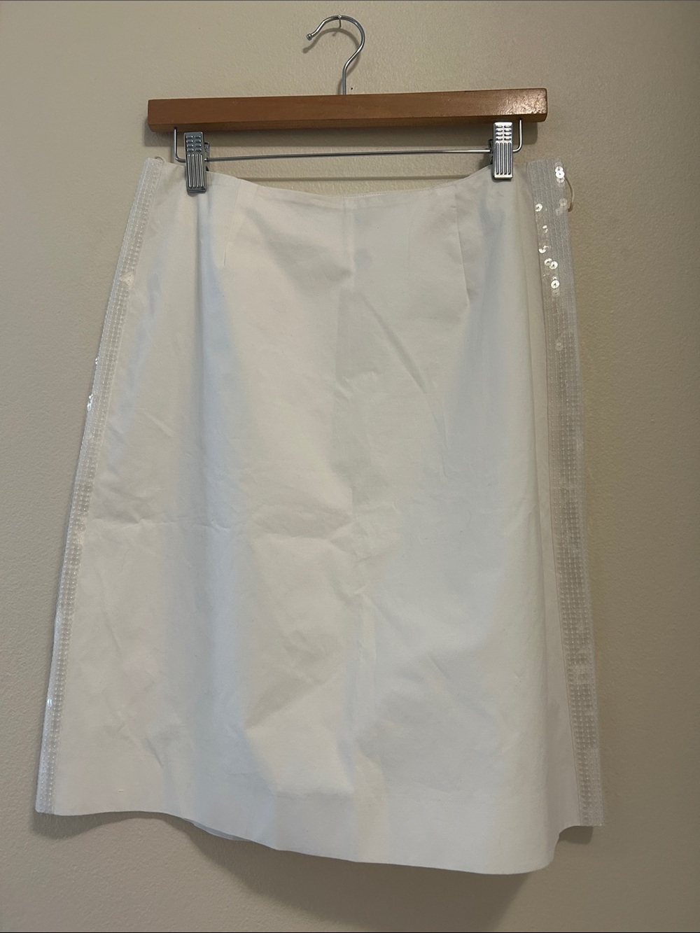 Vintage Mochino Cheap&Chic white pencil skirt sequin side detail size 12